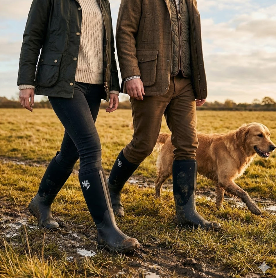 Mud Dogs RUTLAND TALL Neoprene Wellies Black