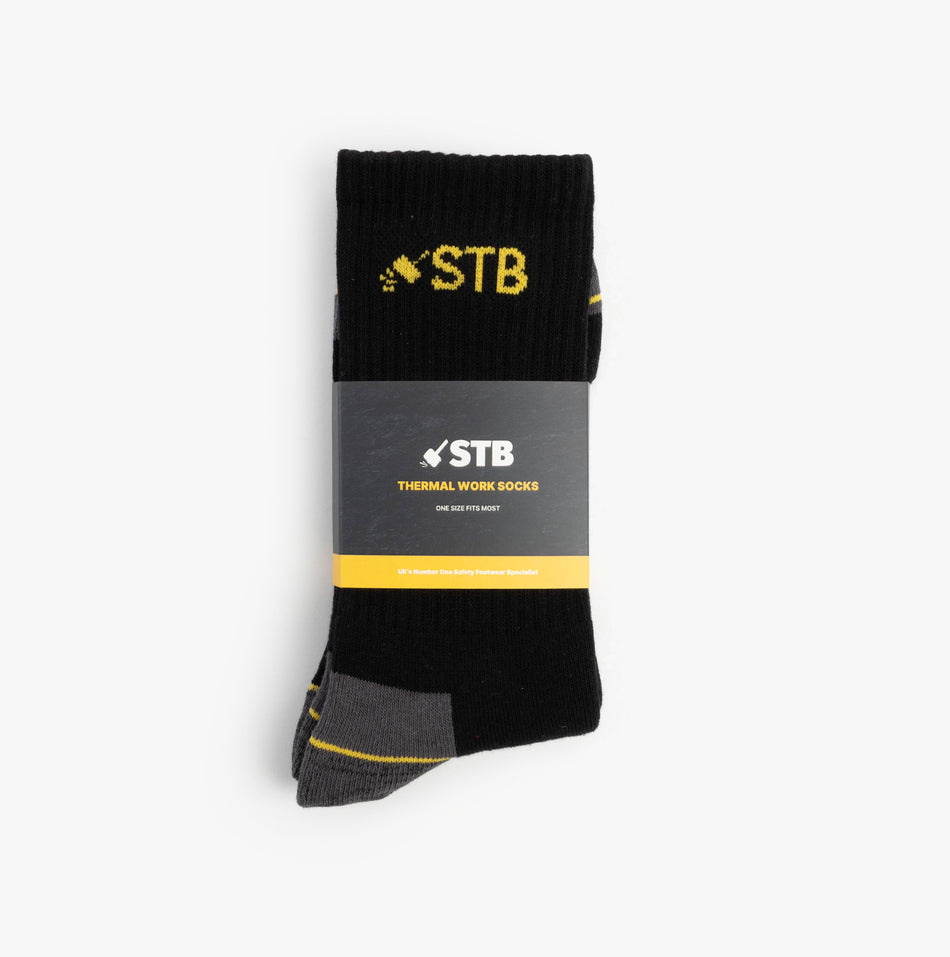 STB Mens Premium Thermal Work Socks Black