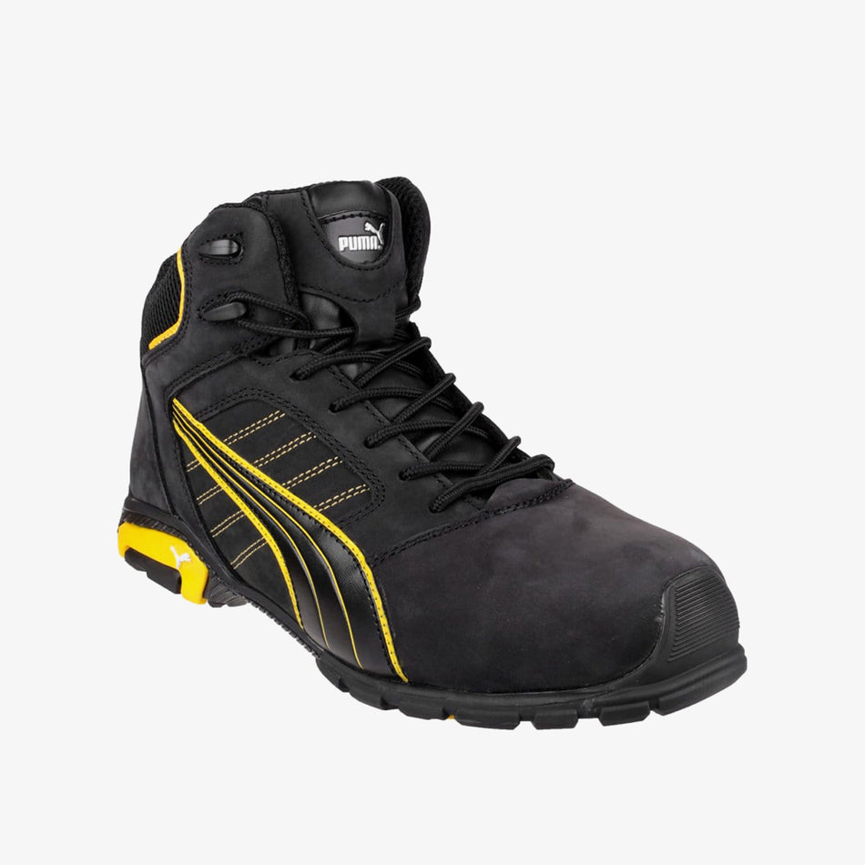Puma Safety AMSTERDAM 632240 Mens Leather Safety Boots Black/Yellow