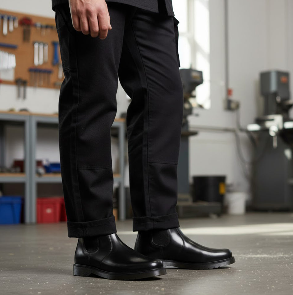 STB ELLIS Unisex Leather Air Cushioned Dealer Boots Polished Black