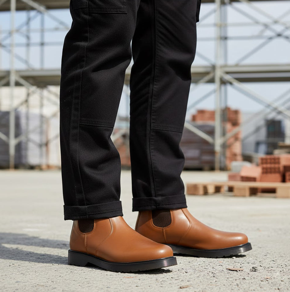 STB ELLIS Unisex Leather Air Cushioned Dealer Boots Tan