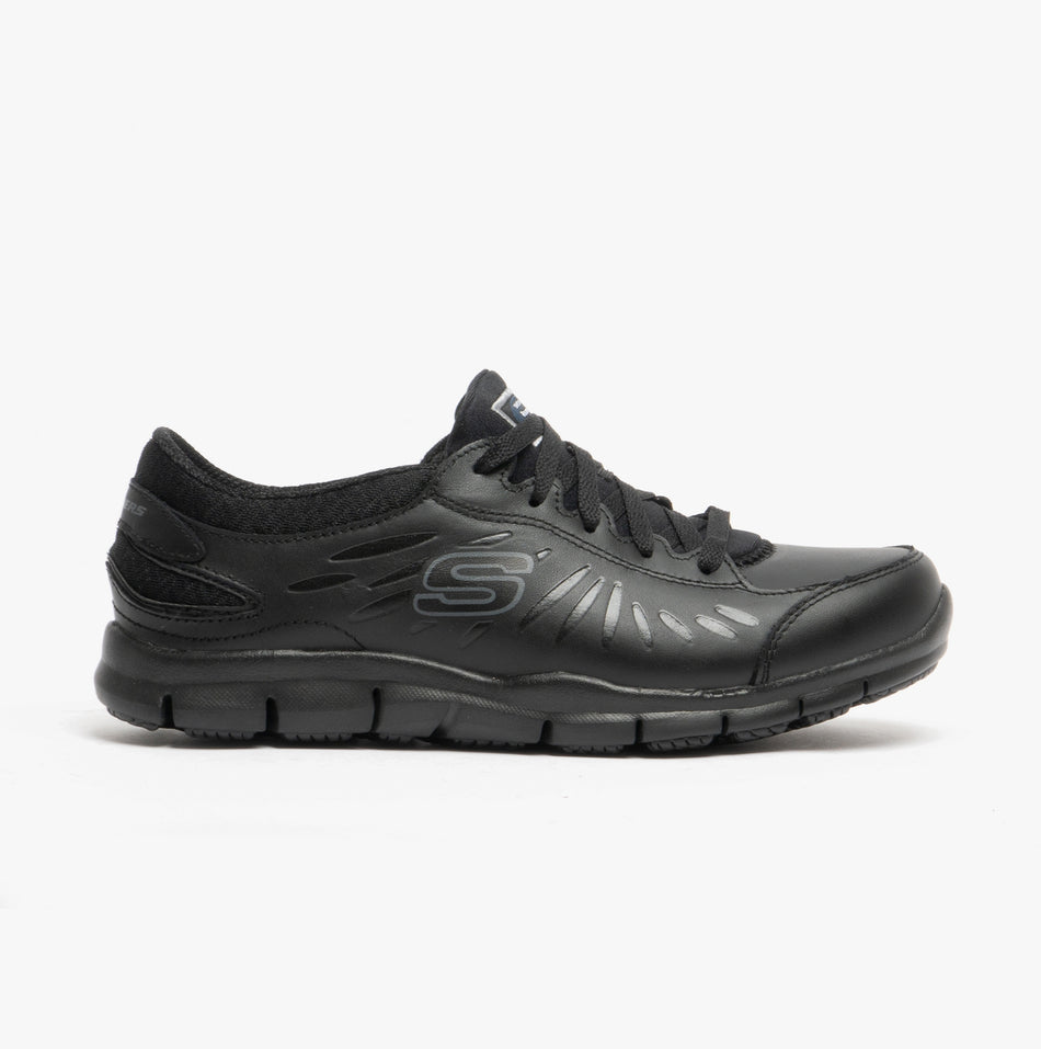Skechers Work 76551EC/BLK RELAXED FIT - ELDRED SR Womens Leather Anti-Slip Shoes Black