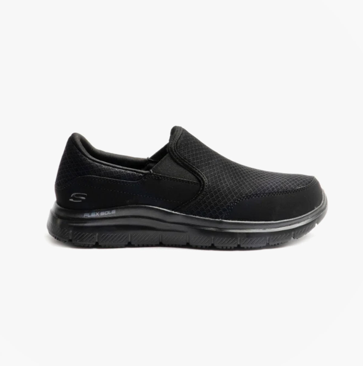 Skechers Work 77048EC FLEX ADVANTAGE - MCALLEN SR Mens Occupational Trainers Black side view.