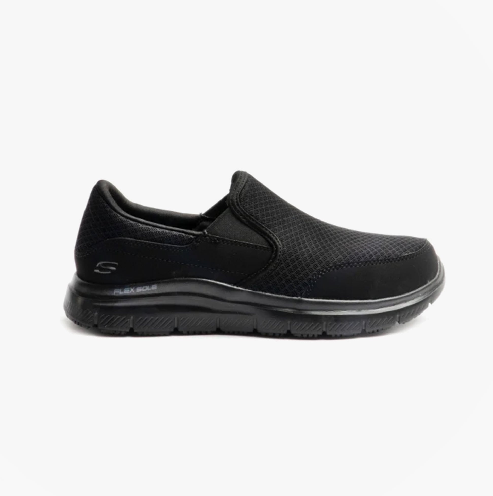 Skechers Work 77048EC FLEX ADVANTAGE - MCALLEN SR Mens Occupational Trainers Black side view.