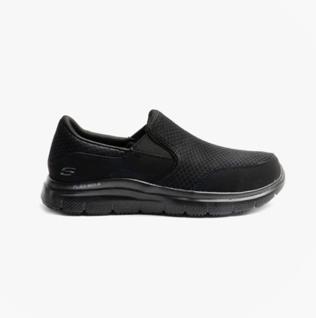 Skechers Work 77048EC FLEX ADVANTAGE - MCALLEN SR Mens Occupational Trainers Black side view.