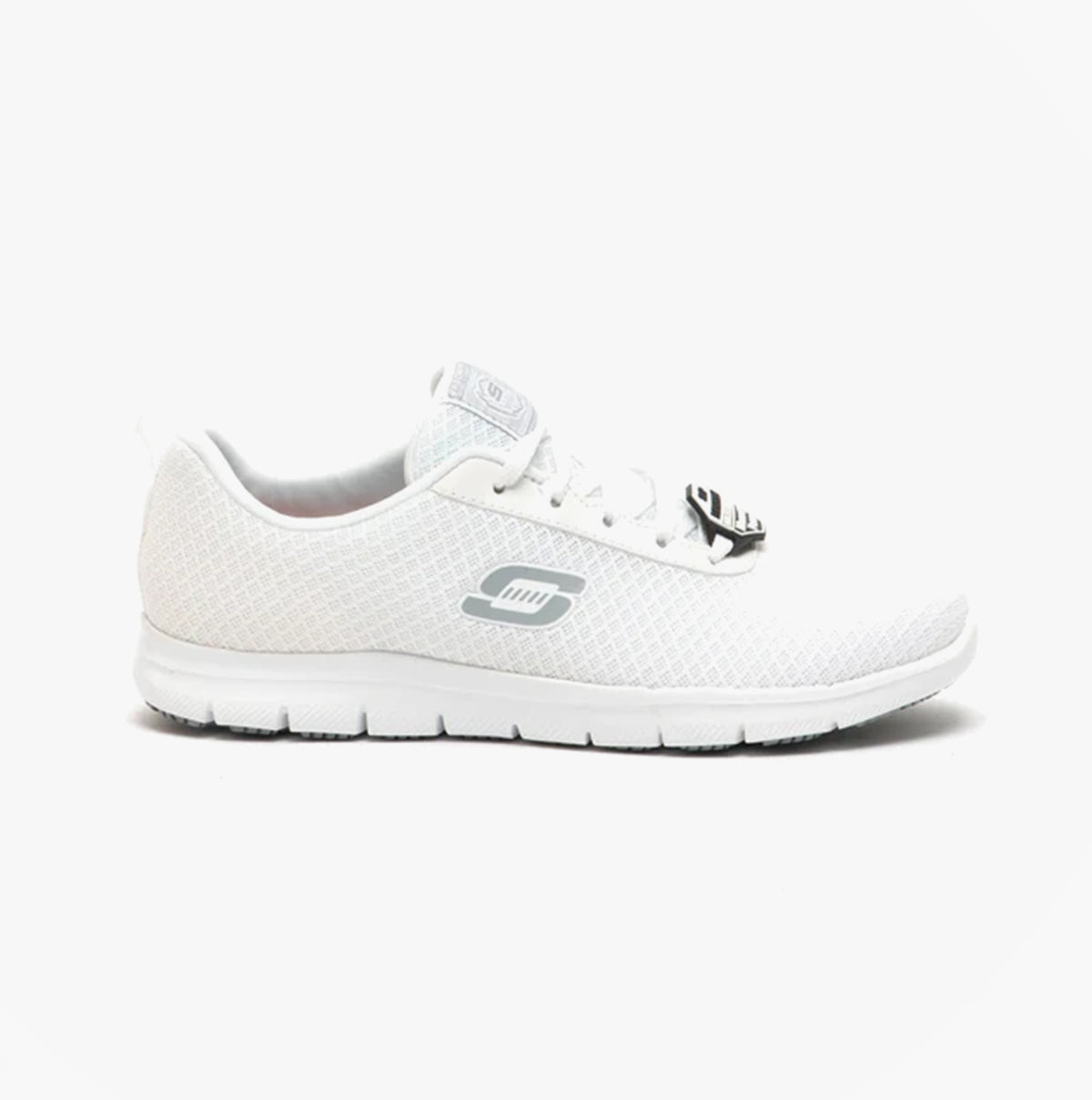 Skechers Work 77210EC GHENTER - BRONAUGH SR Womens Occupational Trainers White side view showing lace-up design and mesh upper.