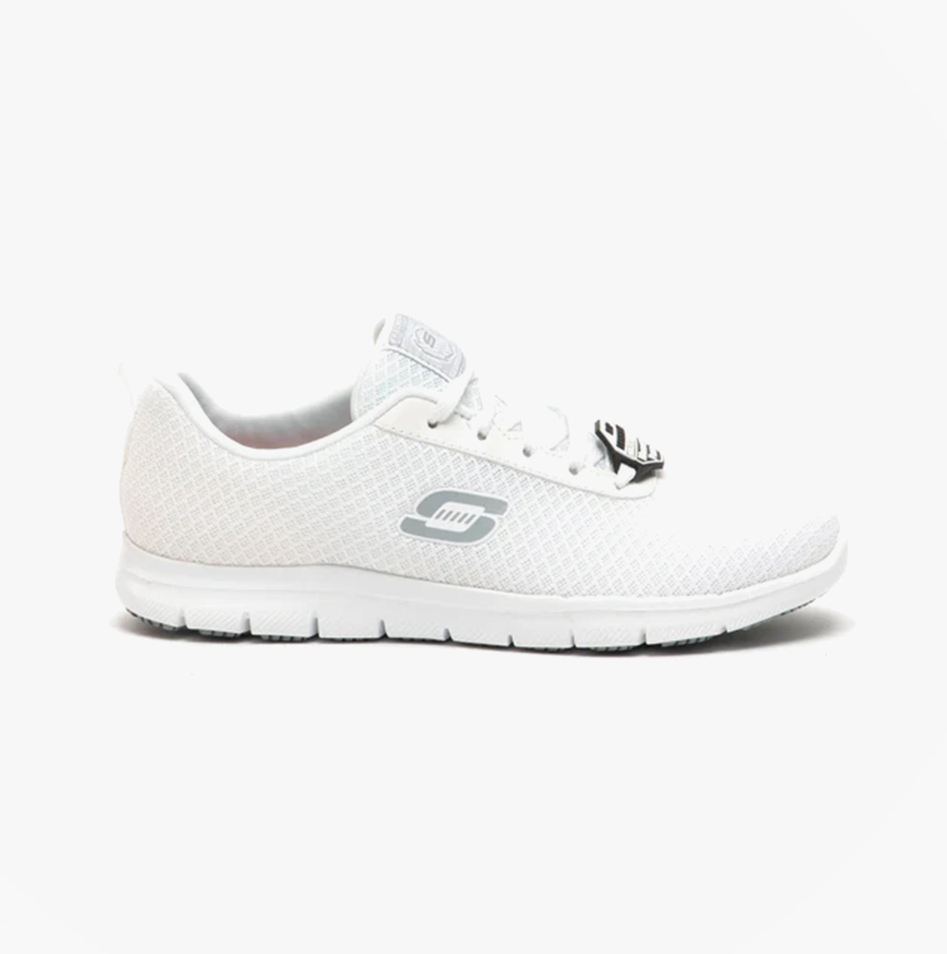 Skechers Work 77210EC GHENTER - BRONAUGH SR Womens Occupational Trainers White side view showing lace-up design and mesh upper.