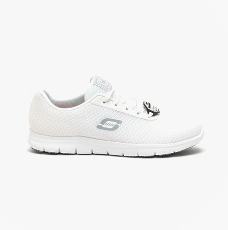 Skechers Work 77210EC GHENTER - BRONAUGH SR Womens Occupational Trainers White side view showing lace-up design and mesh upper.
