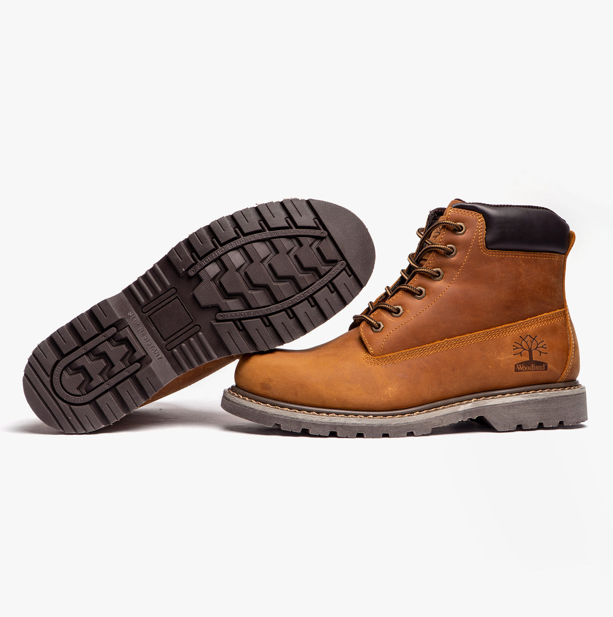 Work Boots Woodland Brown Leather Boots Woodland M030B Mens Horse