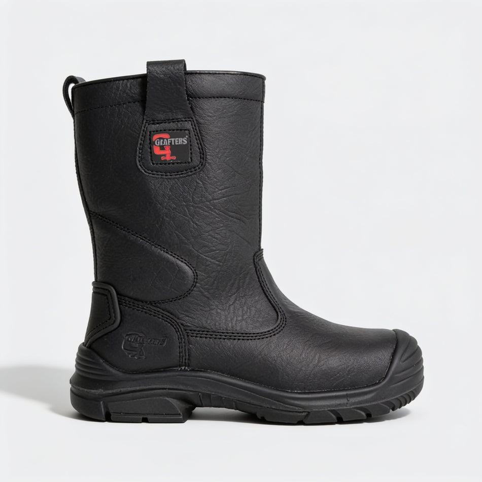 Grafters M922A Mens Fur Lined Rigger Safety Boots Black