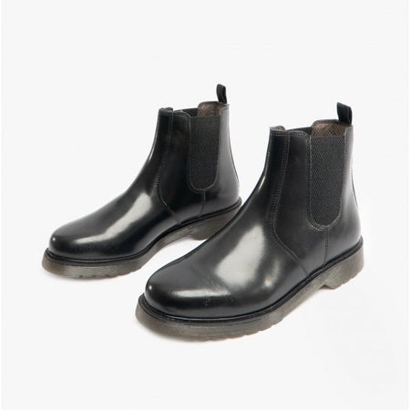 STB ELLIS Unisex Leather Air Cushioned Dealer Boots Polished Black ELLIS/PBLK - 4 | STB.co.uk