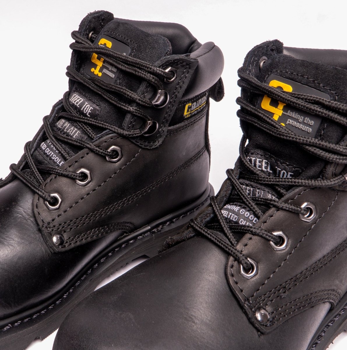 Grafters GLADIATOR Unisex Leather Safety Boots Black STB STB