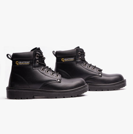 Grafters M958A Mens Leather Safety Boots Black M958A - 38 | STB.co.uk