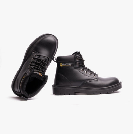 Grafters M958A Mens Leather Safety Boots Black M958A - 38 | STB.co.uk