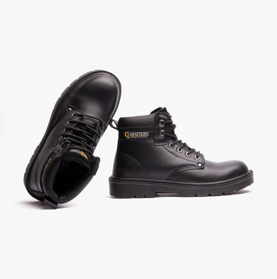 Grafters M958A Mens Leather Safety Boots Black M958A - 38 | STB.co.uk